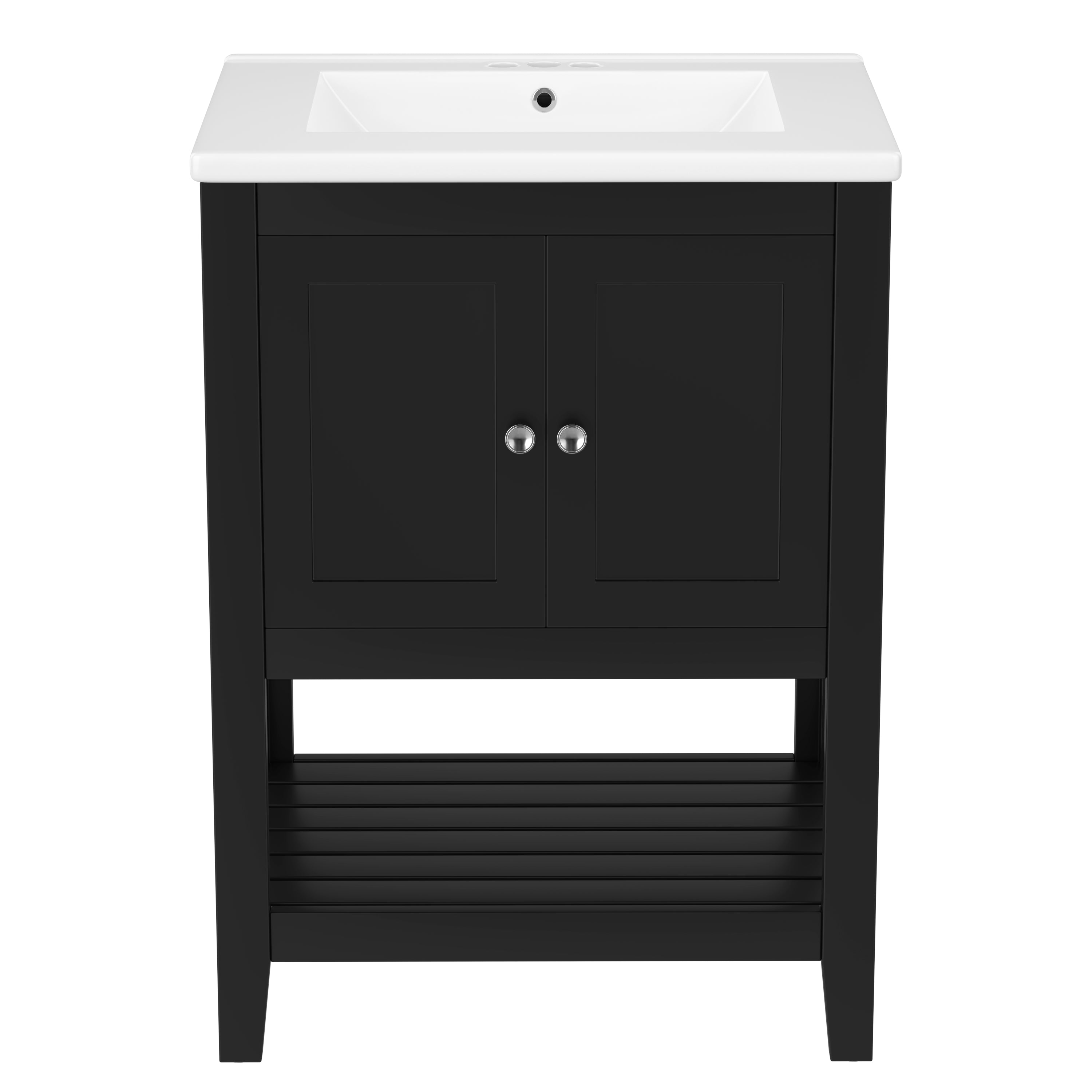 VanityFus 24-in Black Bathroom Vanity Single Sink Combo Ceramic Top 1 door Undermount